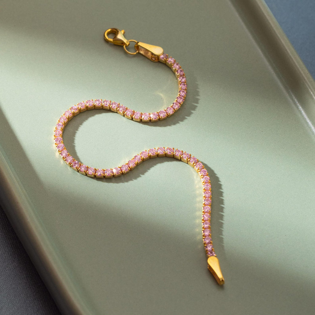 Gold Tourmaline Tennis Bracelet